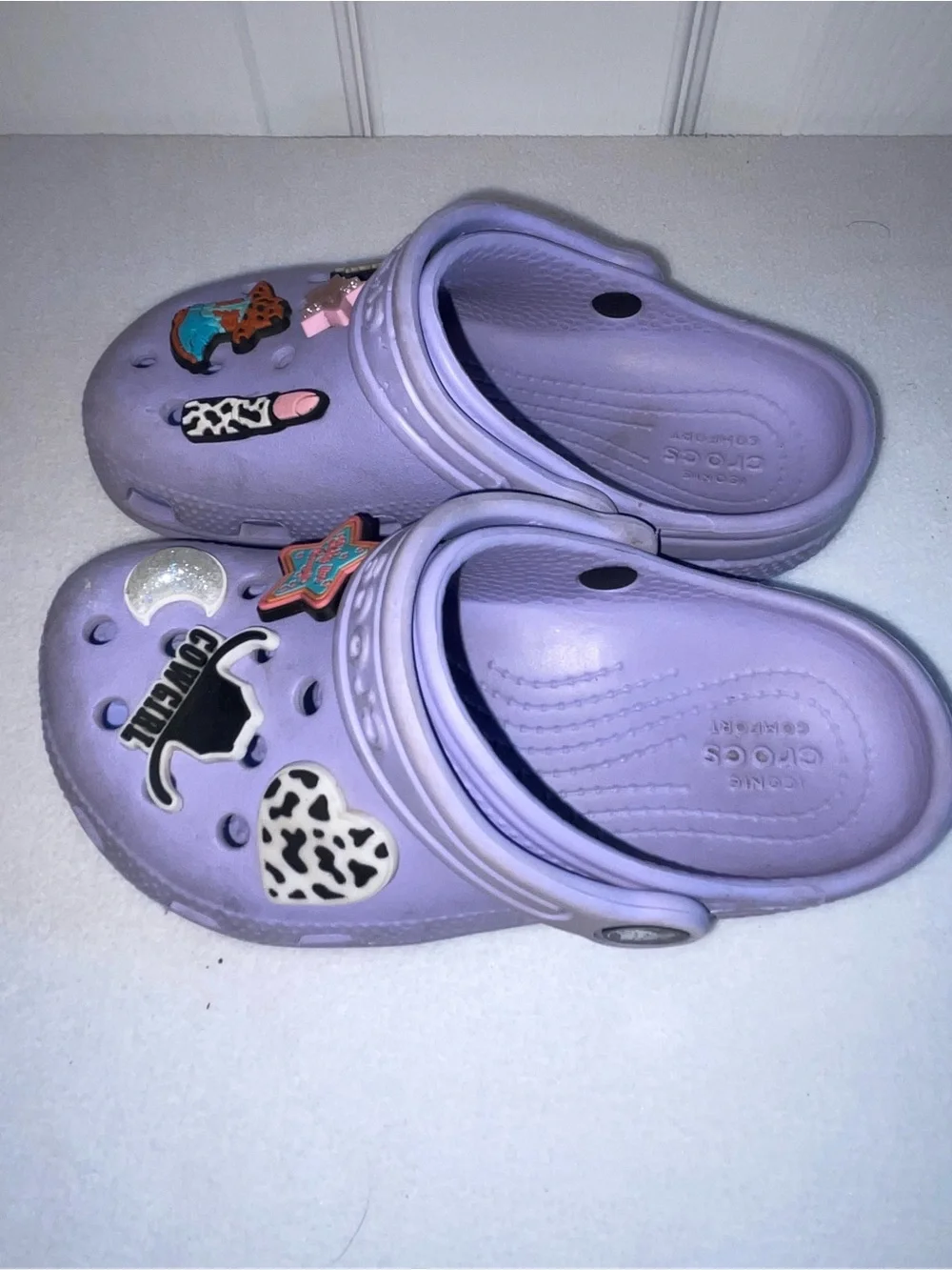 CROCS Kids Lavender Slip-On Clogs with Fun Charms